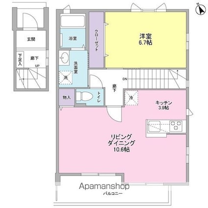 ジョイアス桜丘[1LDK/53.68m2]の間取図