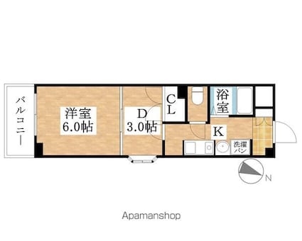 愛知県名古屋市西区八筋町[1DK/30.44m2]の間取図
