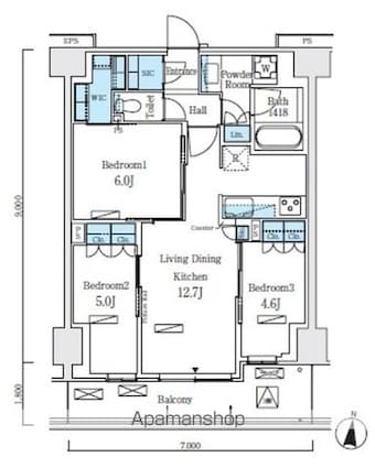 ロイヤルパークス赤羽ノース[3LDK/65.5m2]の間取図
