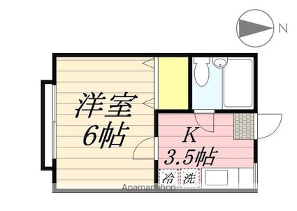 アイオワ[1K/19.06m2]の間取図