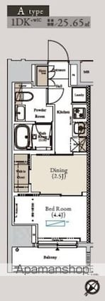 アーバンコア月島[1DK/25.65m2]の間取図