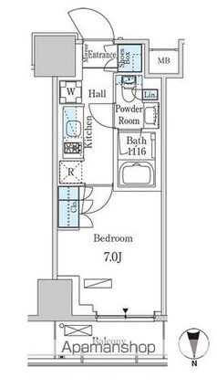 パークアクシス池袋[1K/25.42m2]の間取図