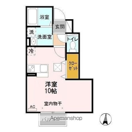 パークソレール[1R/26.96m2]の間取図