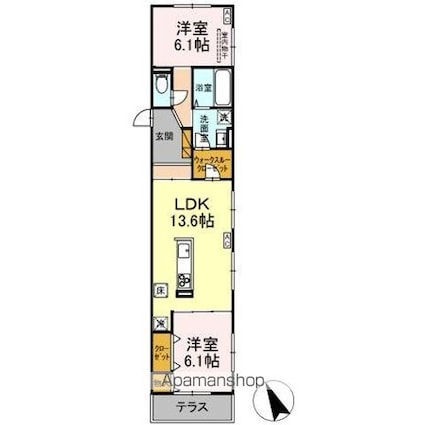 Ｄ’ｓ　ＬＩＥＮ　（ディーズリアン）　Ｆ[2LDK/63.87m2]の間取図