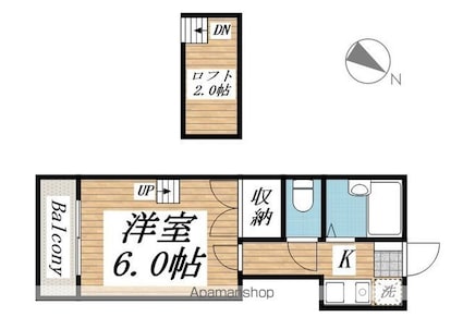 稗田町Ａレジデンス[1K/19.12m2]の間取図