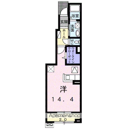 スイセンⅡ[1R/40.26m2]の間取図
