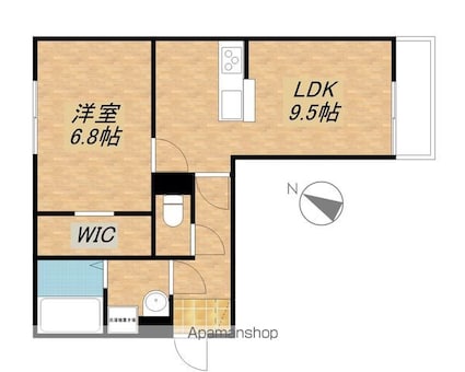 シャーロット石橋駅前[1LDK/41.41m2]の間取図