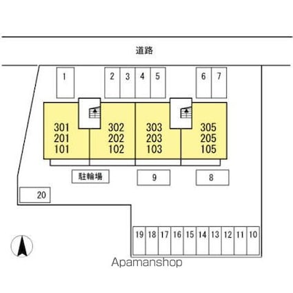 岡山県岡山市北区田中[2LDK/58.54m2]の配置図