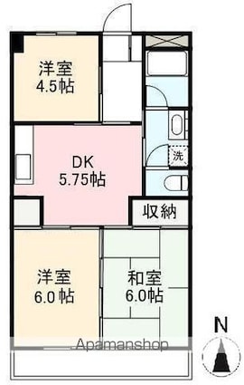ヤマダビル[3DK/49.4m2]の間取図