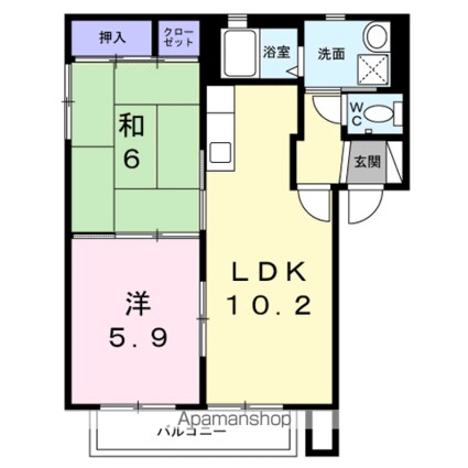 ピエス赤井Ｂ[2LDK/49.2m2]の間取図