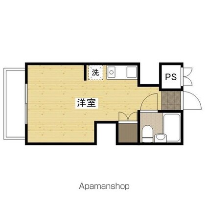 広島県広島市中区幟町[1R/22.95m2]の間取図