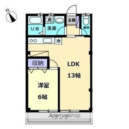 岡山県倉敷市茶屋町[1LDK/40.99m2]の間取図