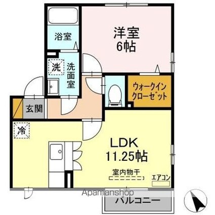 クレスタ広尾[1LDK/42.11m2]の間取図