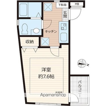 ピアコートＴＭ東武練馬　参番館[1K/23.67m2]の間取図