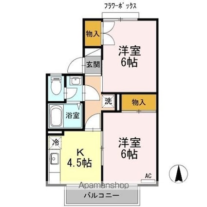 フォーダイヤモンズタウン　Ａ[2K/40.32m2]の間取図