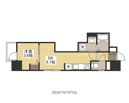 月光呉本通２丁目[1DK/26.6m2]の間取図
