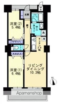 アルファステイツライオン館[2LDK/60.09m2]の間取図