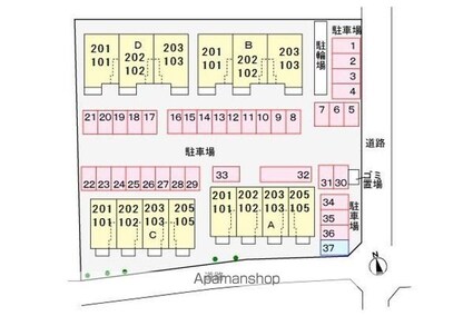 クラール南矢三Ｃ[1LDK/32.44m2]の配置図