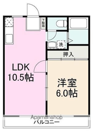 パナハイツ田岡　国分寺[1LDK/35.91m2]の間取図