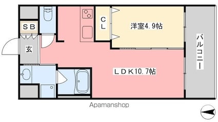 Ｍｉｎｔ　Ｅｌｖｉｔａ[1LDK/37.4m2]の間取図