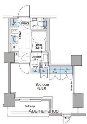 ザ・パークハビオ新宿[1K/27m2]の間取図