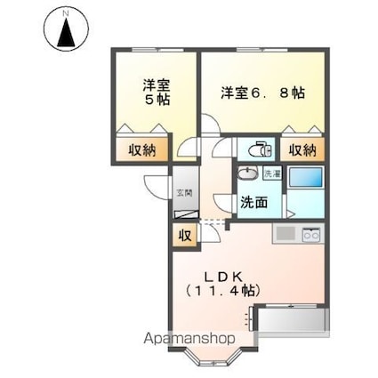 ルミナス・新和[2LDK/53.75m2]の間取図
