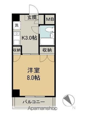 山市ビル[1K/25.2m2]の間取図