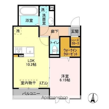 Ｌａ　Ｃｒｅｃｅ　Ｗ棟[1LDK/40.82m2]の間取図