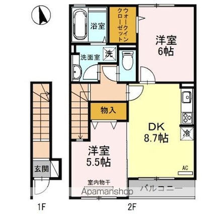 和歌山県岩出市西安上[2DK/55.9m2]の間取図
