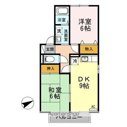 ディアコート加茂　Ａ・Ｂ[2DK/50.12m2]の間取図