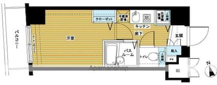 トーシンフェニックス市谷柳町[1K/18.88m2]の間取図