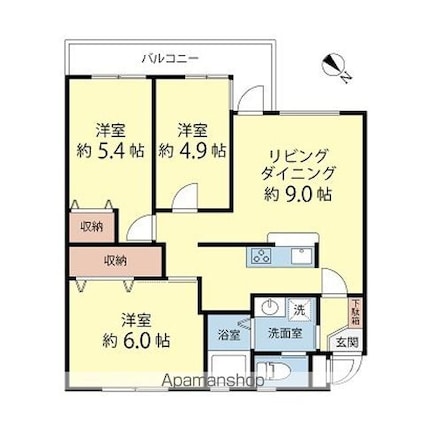 アストラールＡ棟[3LDK/62.37m2]の間取図