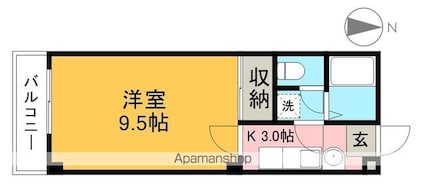 オカダハイツ[1K/27.1m2]の間取図