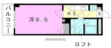ウィステリア道後[1K/28.8m2]の間取図