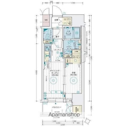 愛知県名古屋市東区葵２丁目[1DK/26.31m2]の間取図