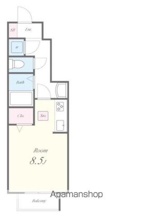 ヴィラージュ志伊[1R/25.67m2]の間取図