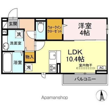 ＧＲＡＮＤ　ＤーＲＯＯＭ高宮北Ｅ[1LDK/39.77m2]の間取図