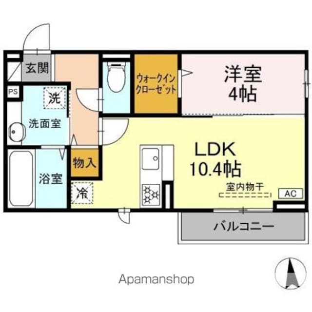 ＧＲＡＮＤ　ＤーＲＯＯＭ高宮北Ｅ[1LDK/39.77m2]の間取図