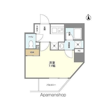 シェフルール新御徒町Ⅰ[1K/25.18m2]の間取図