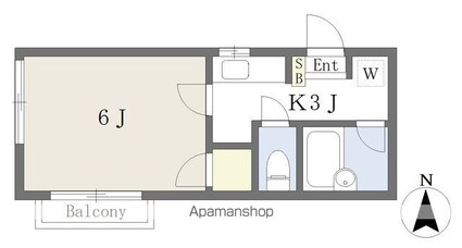 野瀬ハイツ[1K/19.44m2]の間取図
