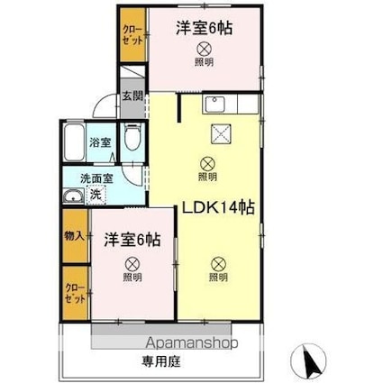 セジュール大田　Ａ棟[2LDK/58.13m2]の間取図