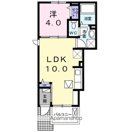 クラール南矢三Ｃ[1LDK/32.44m2]の間取図