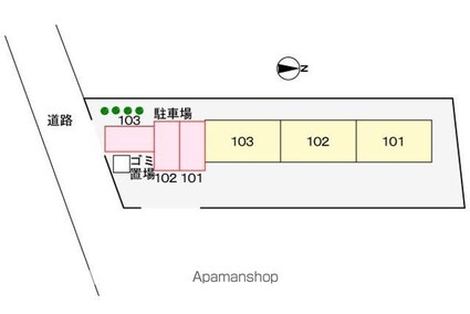 フィールドビーチ１[2DK/66m2]の配置図