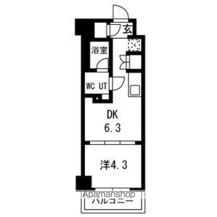 スパシエ幡ヶ谷[1DK/25.5m2]の間取図
