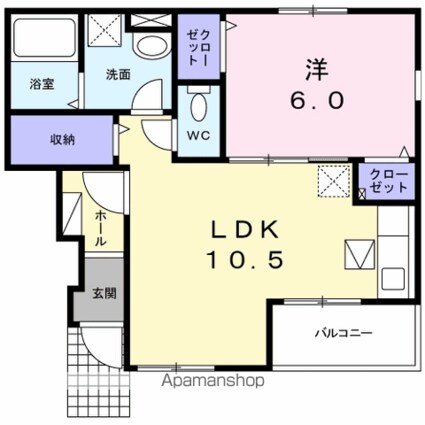 サンビレッジ．Ⅰ[1LDK/43.07m2]の間取図
