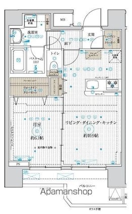 ベルグレード浅草[1LDK/43m2]の間取図