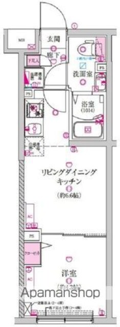 ラフィスタ豪徳寺[1DK/25.46m2]の間取図