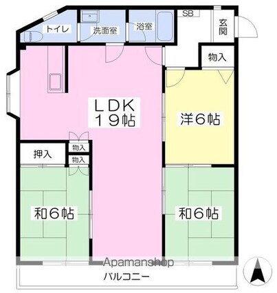 グリーンハイツ東長戸[3LDK/71.56m2]の間取図