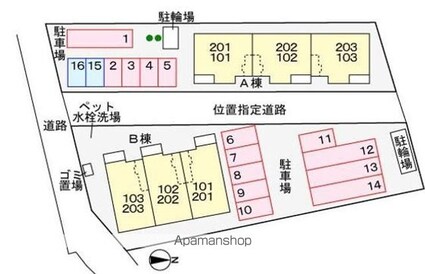 エタン・リジエールⅡ　Ａ[1LDK/43.07m2]の配置図