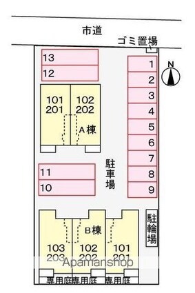 香川県高松市木太町[2LDK/56.81m2]の配置図